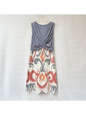 Title Nine Womens‎ Medium Dolphin Quince Ikat Print Dress Summer Party Vacation